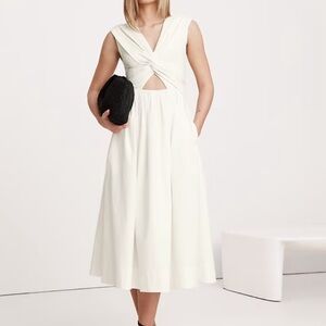 Mixed Media Cut Out Midi Dress